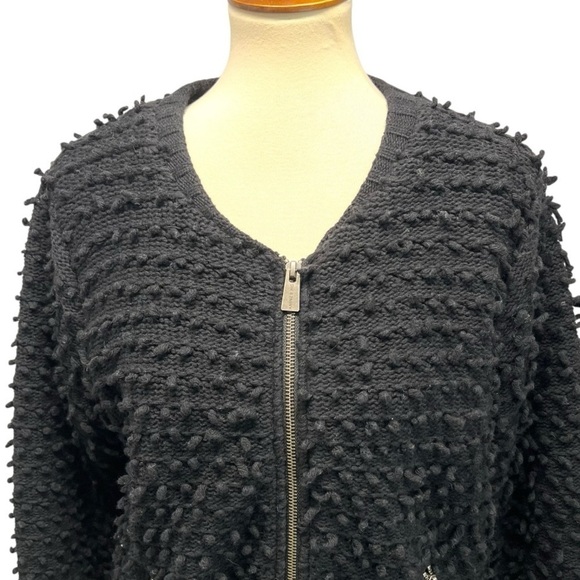 Anine Bing Black Wool Blend Bauble 3D Textured Zipper Front Jacket Coat Womens S - Picture 7 of 16